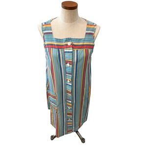 5 For $50🔥  Vintage Mod Summer Stripe Button Front Artist Apron House Dress